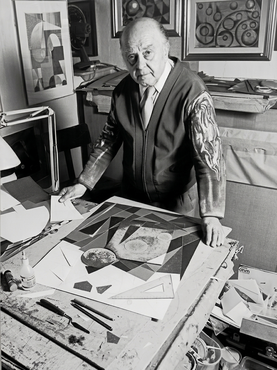 Nikolay Diulgheroff in his studio, 1970
